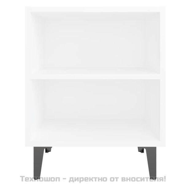 Нощно шкафче с метални крака, бяло, 40x30x50 см