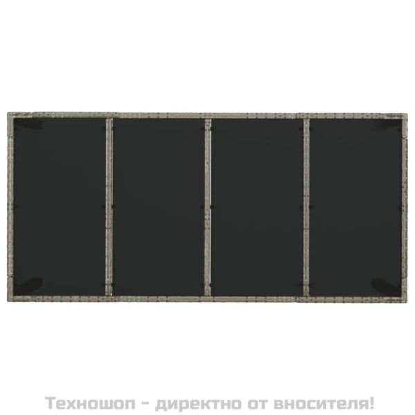 Градински трапезен комплект 9 части с възглавници сив полиратан