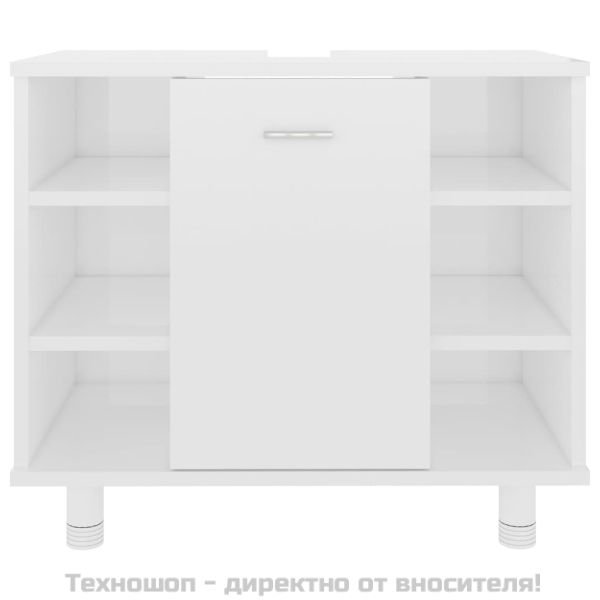 Шкаф за баня, бял гланц, 60x32x53,5 см, инженерно дърво