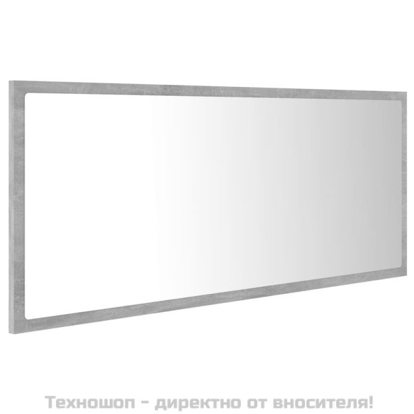 LED огледало за баня, бетонно сиво, 100x8,5x37 см, акрил