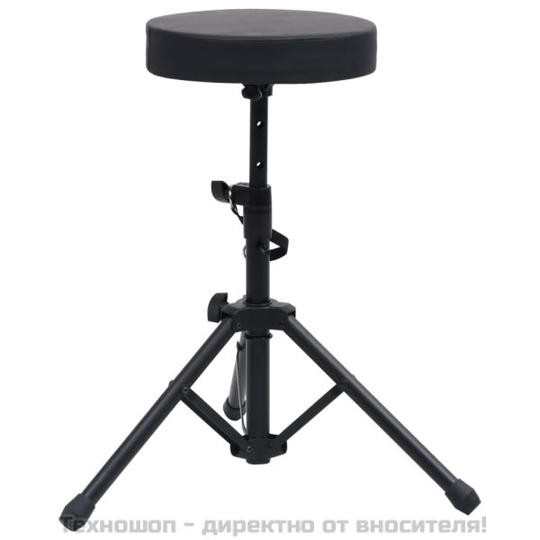 Регулируема табуретка за барабан, черна, кръгла
