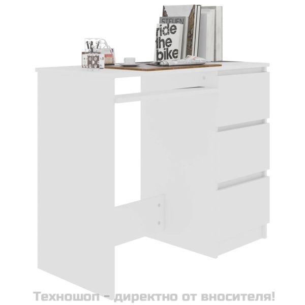 Бюро, бяло, 90x45x76 см, инженерно дърво