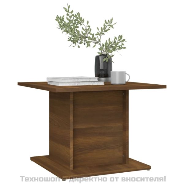 Кафе маса, кафяв дъб, 55,5x55,5x40 см, инженерно дърво