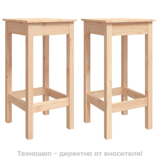 Бар столове 2 бр 40x40x78 см борово дърво масив
