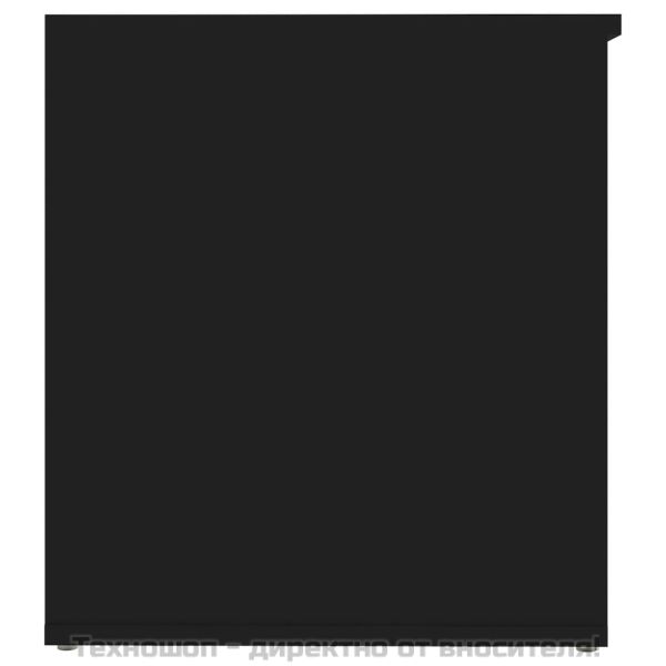 Сандък за съхранение, черен, 84x42x46 см, инженерна дървесина