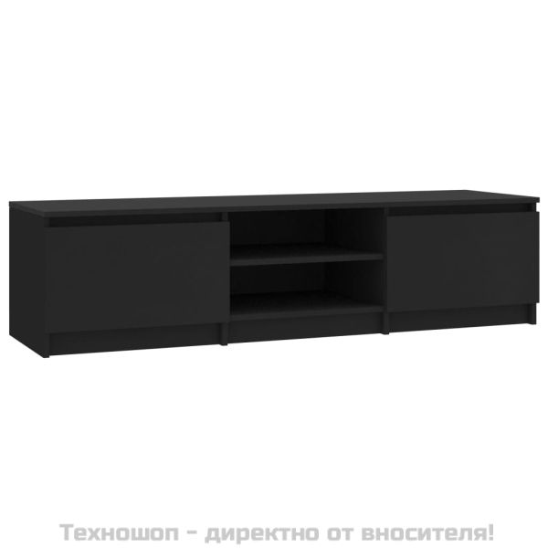 ТВ шкаф, черен, 140x40x35,5 см, инженерно дърво