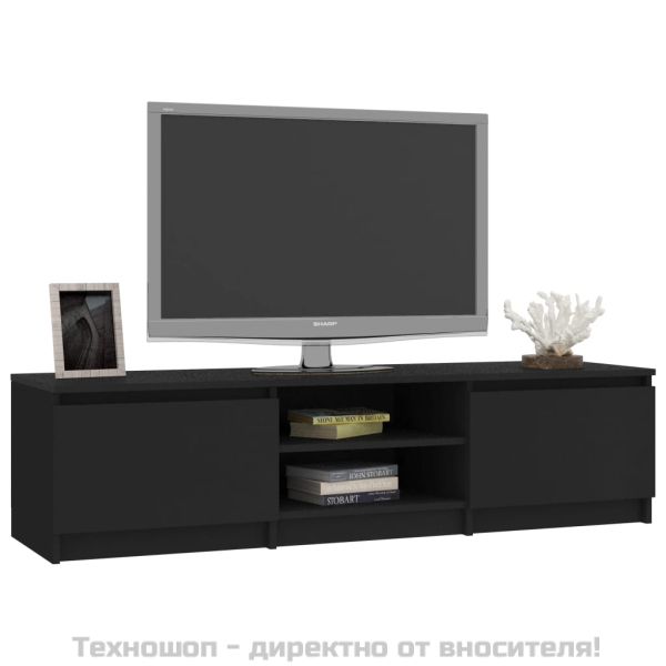 ТВ шкаф, черен, 140x40x35,5 см, инженерно дърво