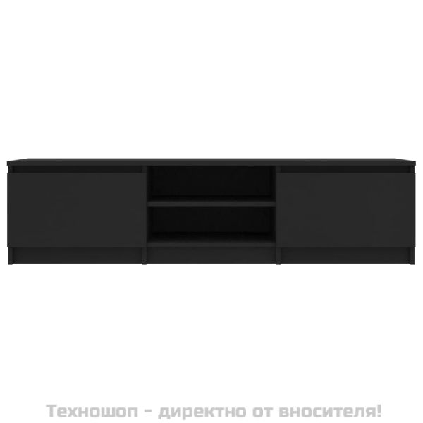ТВ шкаф, черен, 140x40x35,5 см, инженерно дърво