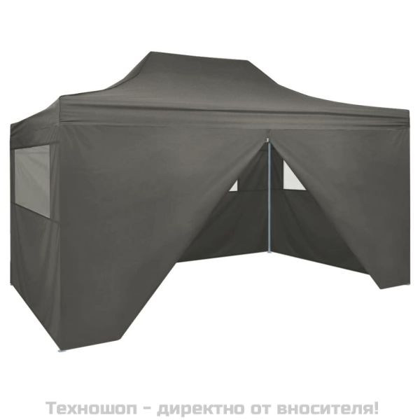 Сгъваема шатра с 4 странични стени, 3х4,5 м, антрацит