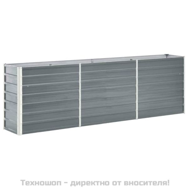 Градинска висока леха поцинкована стомана 240x40х77 см сива
