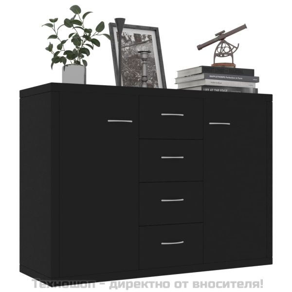 Бюфет, черен, 88x30x65 см, инженерно дърво