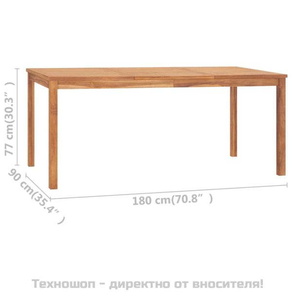 Градински комплект за хранене, 7 части, 180x90 см, масивно тиково дърво
