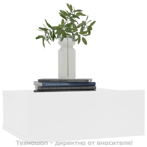 Нощни шкафчета за стена, 2 бр, бели, 40x30x15см инженерно дърво