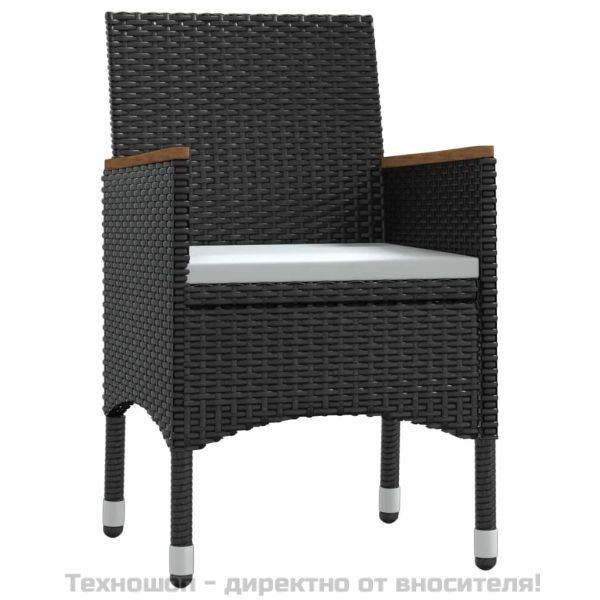 Градински трапезен комплект възглавници 9 части черен