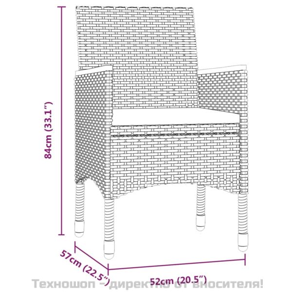 Градински трапезен комплект възглавници 9 части черен