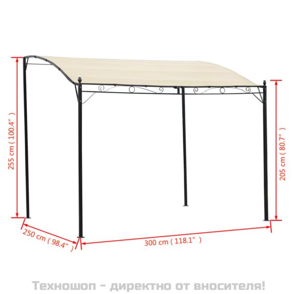 Стоманена шатра с текстилен навес, кремаво-бяла