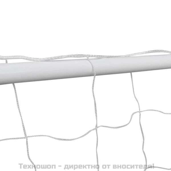 Футболна врата с мрежа, 182x61x122 см, стомана, бяла