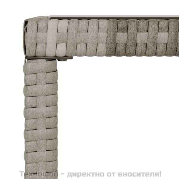 Градински комплект с възглавници, 6 части, полиратан, сив