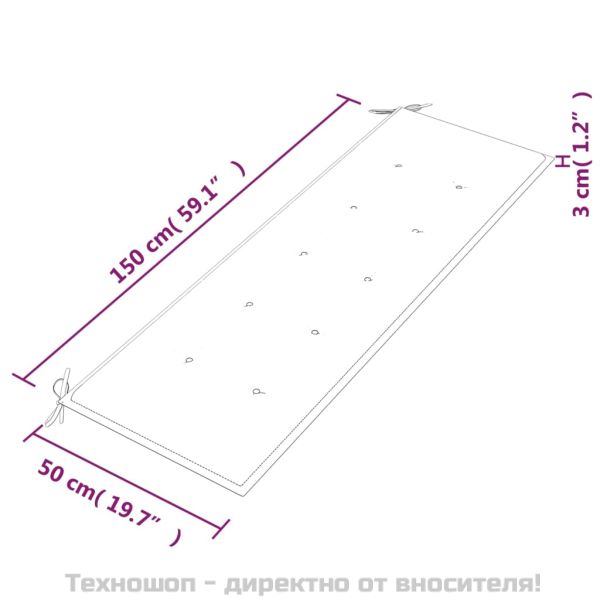 Пейка Батавия с червена възглавница, 150 см, тик масив