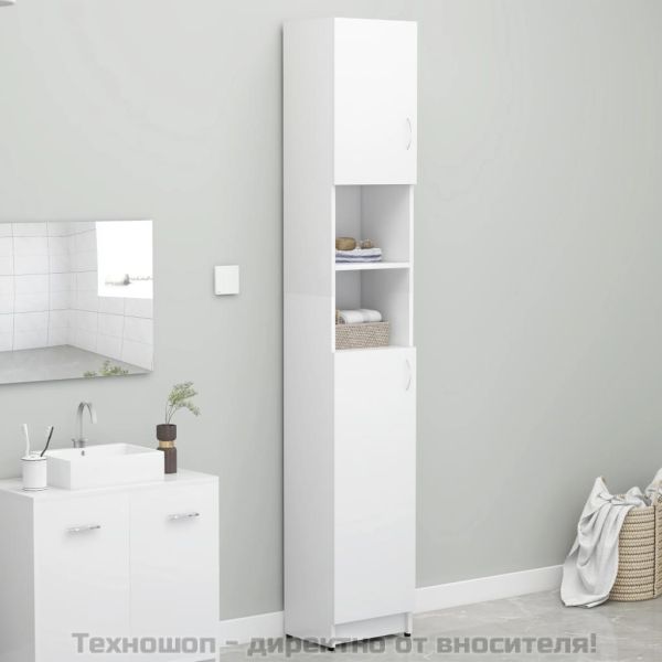 Шкаф за баня, бял, 32x25,5x190 см, инженерно дърво