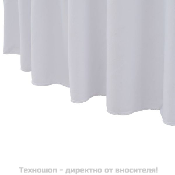 2 бр стреч покривки за маса с драперия, 180x74 см, бели