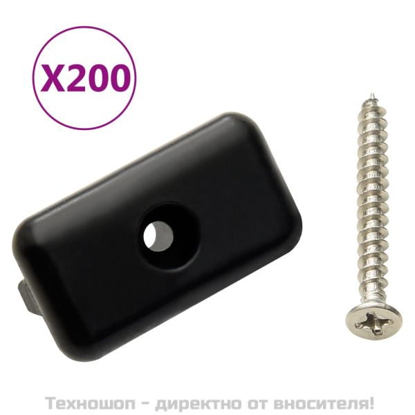 Клипсове за декинг с винтове, 200 бр, пластмаса и инокс 304