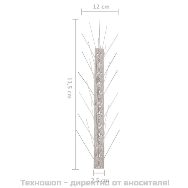 5-редови иноксови шипове срещу птици и гълъби, 40 бр, 20 м