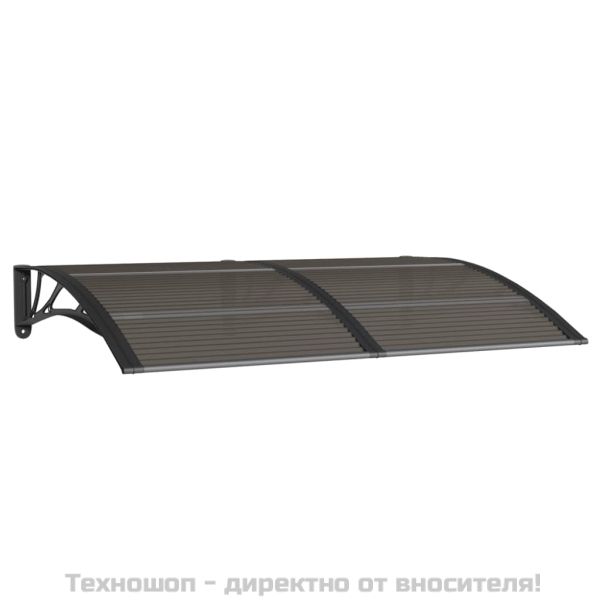 Навес за врата, черен, 150x100 см, поликарбонат