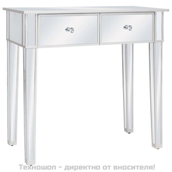 Огледална тоалетка с табуретка, МДФ и стъкло