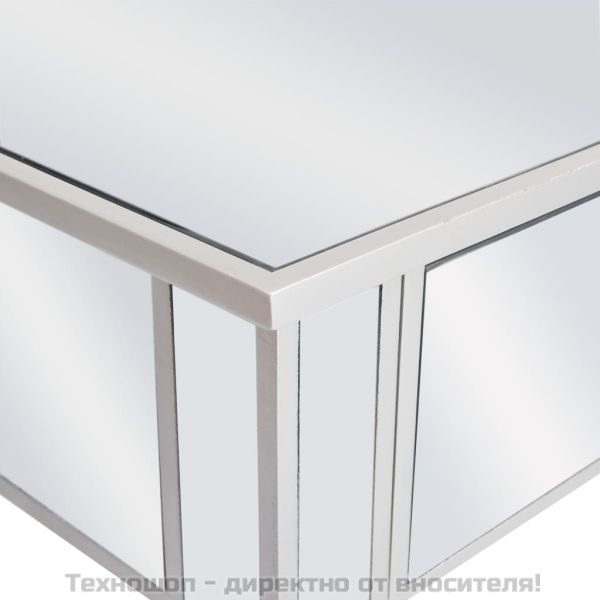 Огледална тоалетка с табуретка, МДФ и стъкло