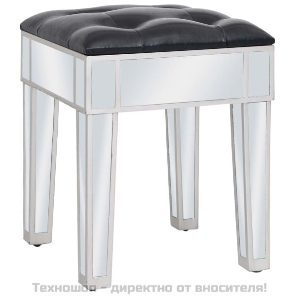 Огледална тоалетка с табуретка, МДФ и стъкло