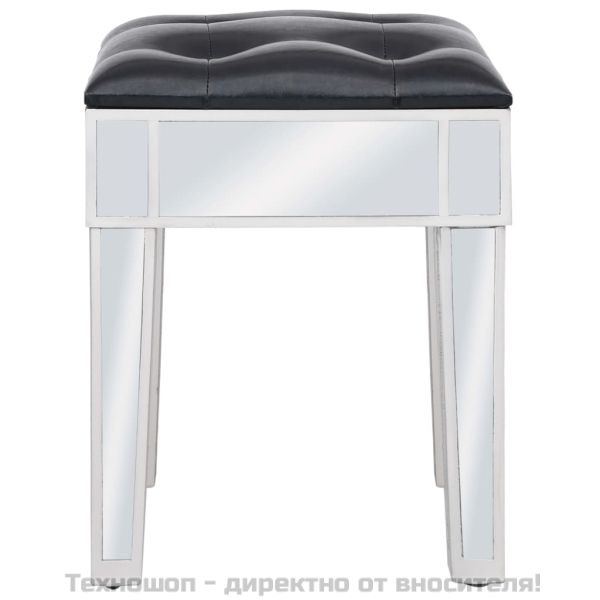 Огледална тоалетка с табуретка, МДФ и стъкло