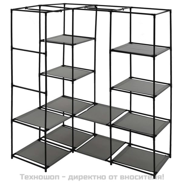 Ъглов гардероб, сив, 130x87x169 см