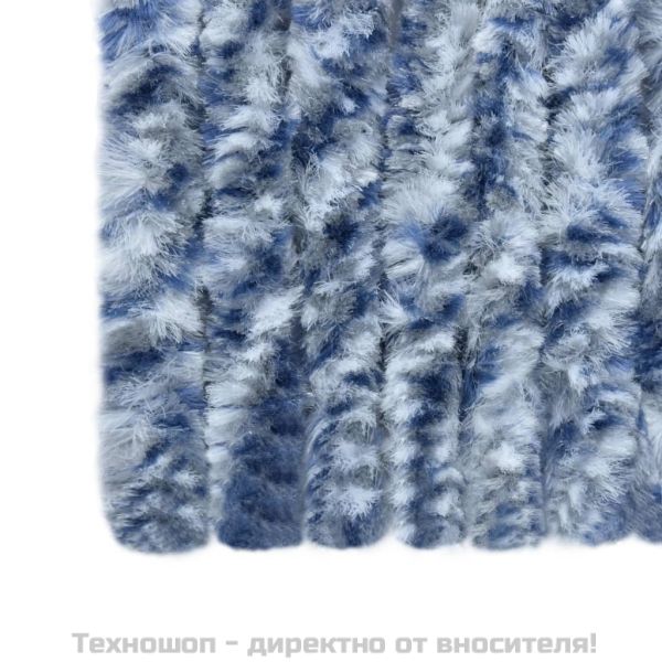Завеса против насекоми синьо бяло и сребристо 100x220 см шенил