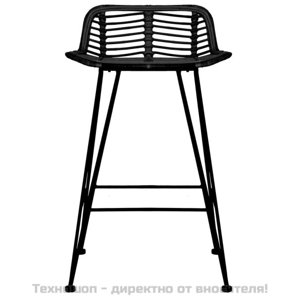 Бар столове, 2 бр, черни, ратан