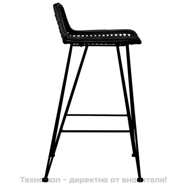 Бар столове, 2 бр, черни, ратан