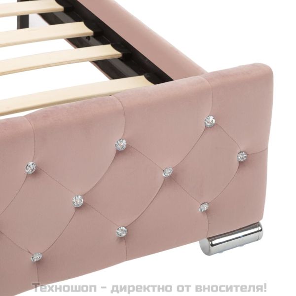 Рамка за легло, розова, кадифе, 90x200 см