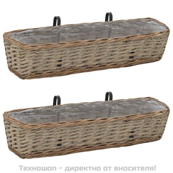 Сандъчета за балкон, 2 бр, ракита, PE облицовка, 80 см