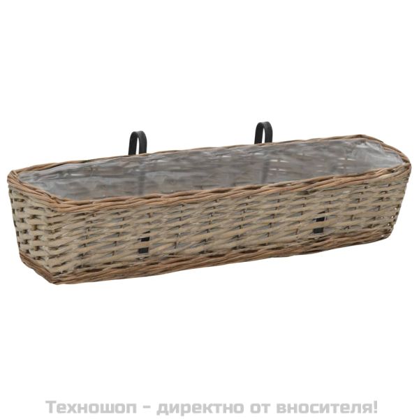 Сандъчета за балкон, 2 бр, ракита, PE облицовка, 80 см