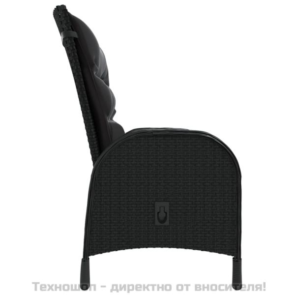 Градински бистро комплект, 3 части, полиратан, черен