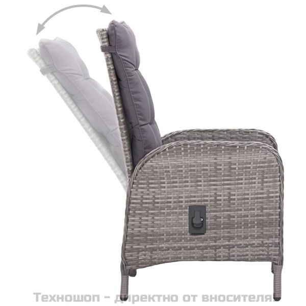 Градински трапезен комплект, 9 части, сив