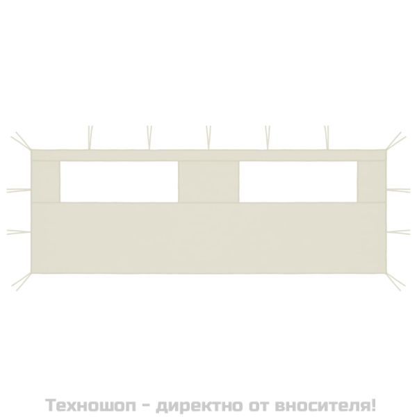 Странична стена за шатра с прозорци 6x2 м кремава