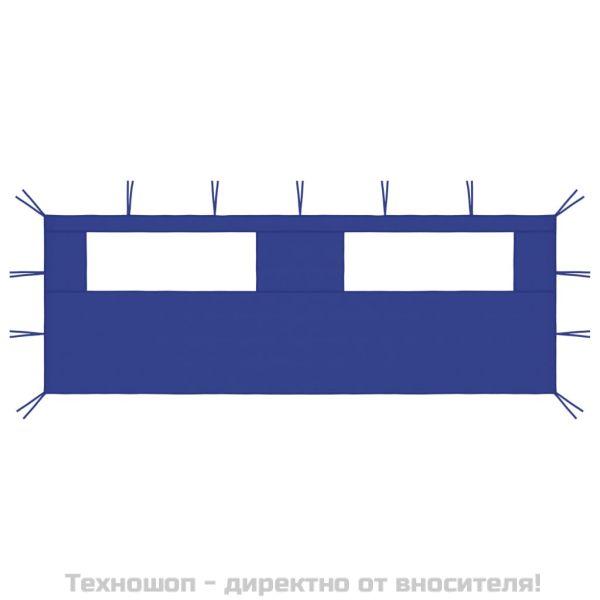 Странична стена за шатра с прозорци, 6x2 м, синя
