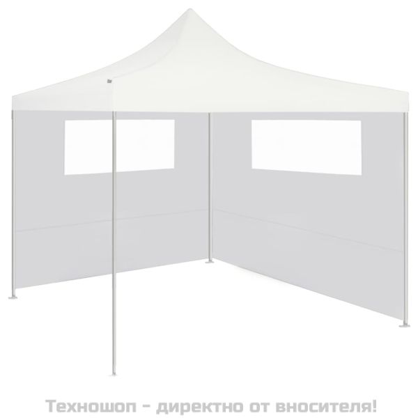 Странична стена за шатра с прозорци, 6x2 м, бяла