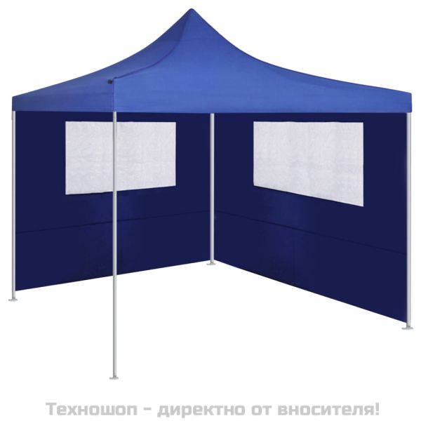 Странична стена за шатра с прозорци, 4x2 м, синя