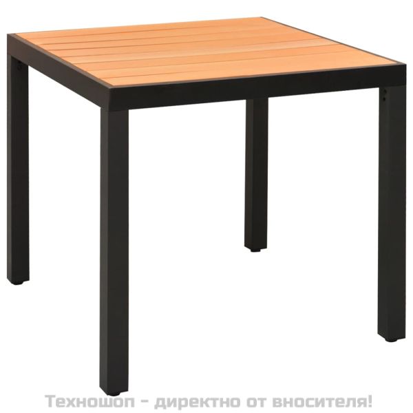 Градински трапезен комплект, 5 части, алуминий, черен