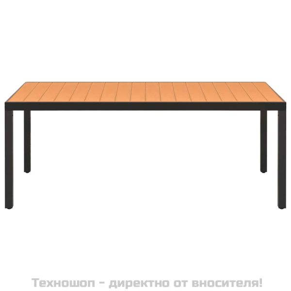 Градински трапезен комплект, 9 части, алуминий, черен