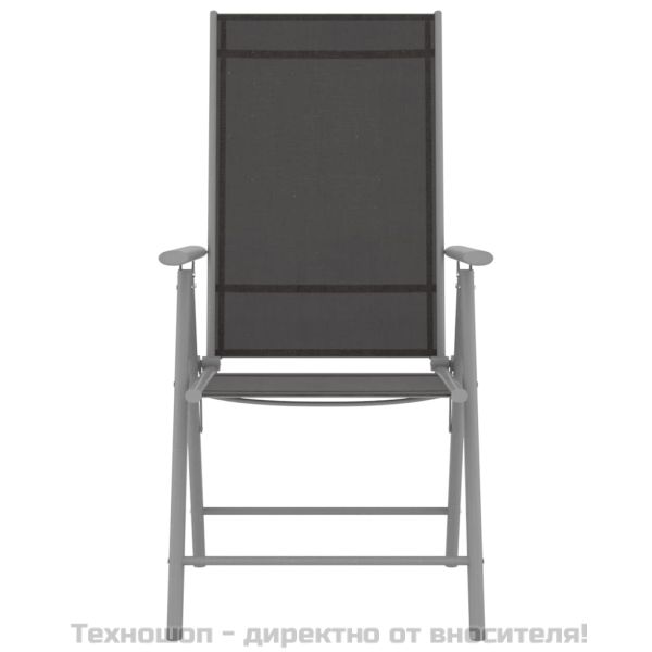 Градински трапезен комплект 7 части алуминий сребристо и черно