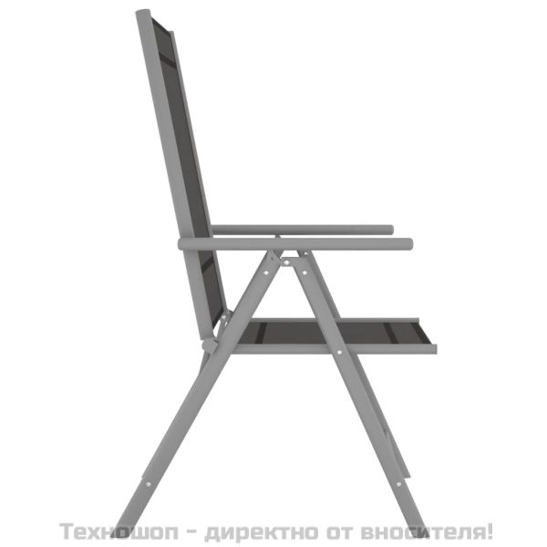 Градински трапезен комплект 7 части алуминий сребристо и черно