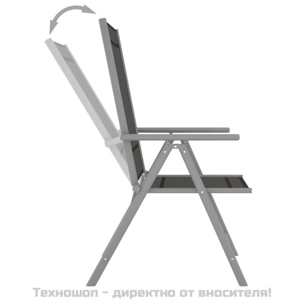 Градински трапезен комплект 7 части алуминий сребристо и черно